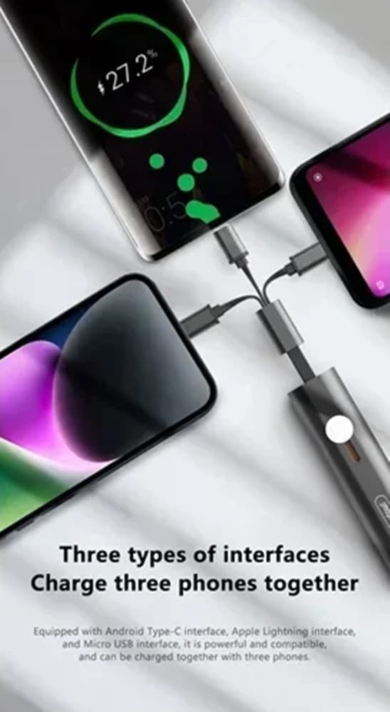 CAVO DI RICARICA TRASFERIMENTO DATI 6 IN 1 DA USB A MICRO USB/LIGHTNING/TYPE-C 40W Q-SJ11 - 6