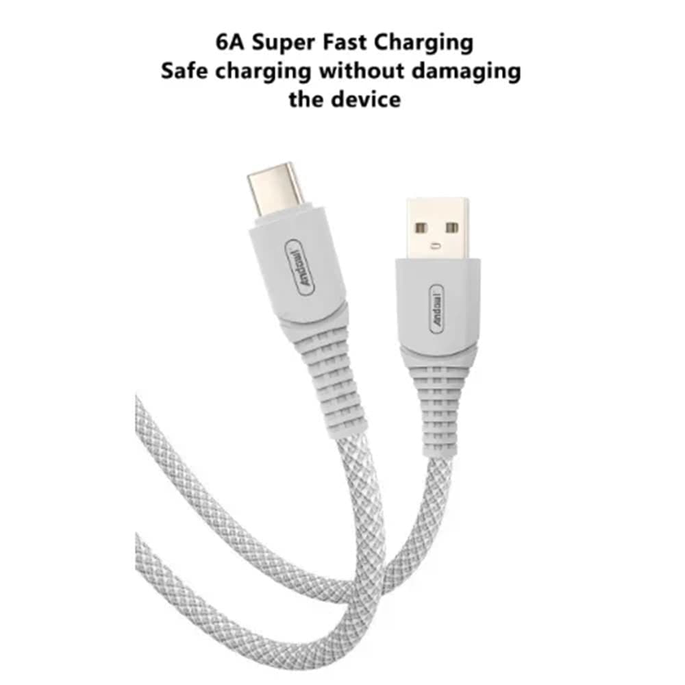 CAVO TRASFERIMENTO DATI RICARICA VELOCE USB A TYPE-C 120W DA 2 MT RESISTENTE Q-SJ550 - 4