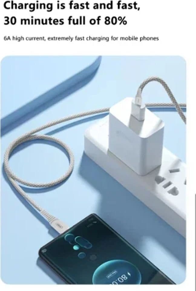 CAVO TRASFERIMENTO DATI RICARICA VELOCE USB A TYPE-C 120W DA 2 MT RESISTENTE Q-SJ550 - 8