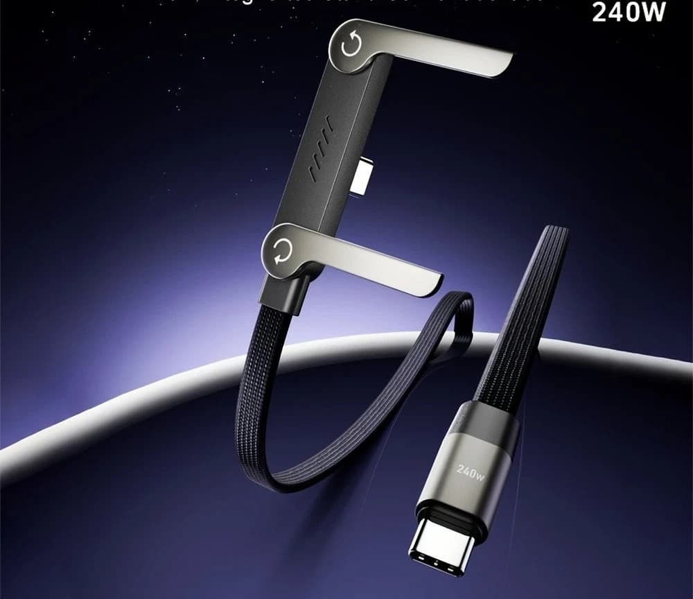CAVO DATI RICARICA RAPIDA DA TYPE-C A TYPE-C DA 240W CON SUPPORTO PIEGHEVOLE PER TELEFONO - 5