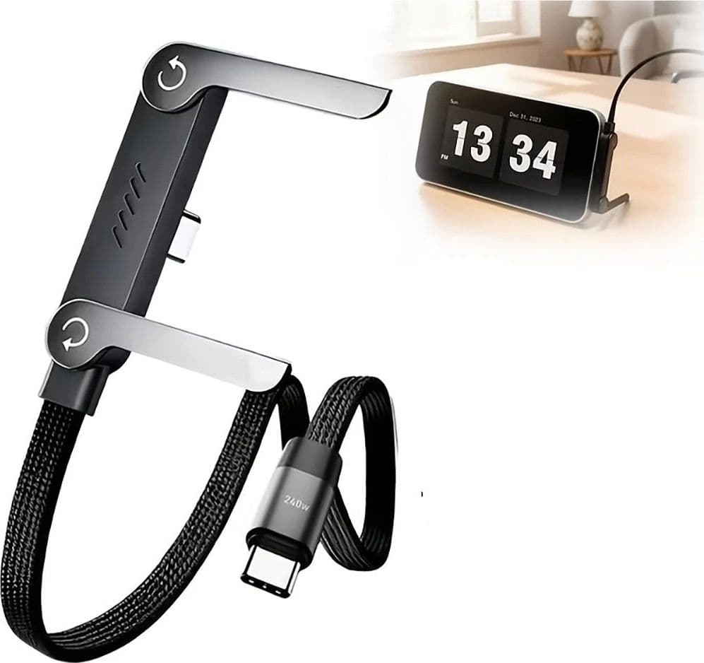 CAVO DATI RICARICA RAPIDA DA TYPE-C A TYPE-C DA 240W CON SUPPORTO PIEGHEVOLE PER TELEFONO - 8