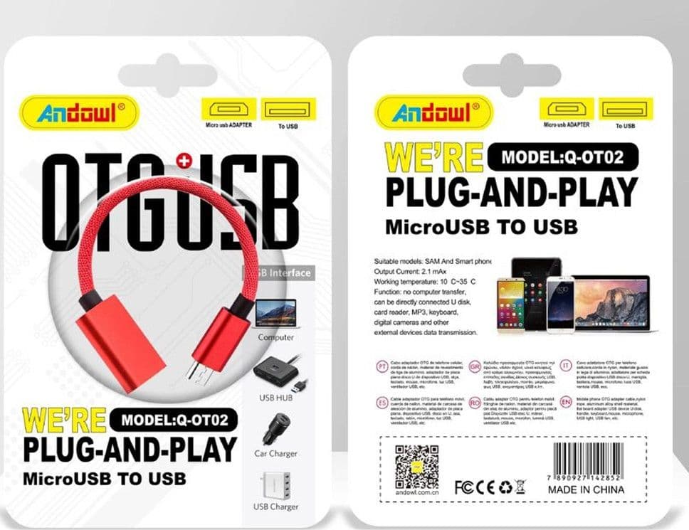 CAVO CONVERTITORE ADATTATORE MICRO USB MASCHIO A USB OTG FEMMINA PLUG-AND-PLAY Q-OT02 - 2