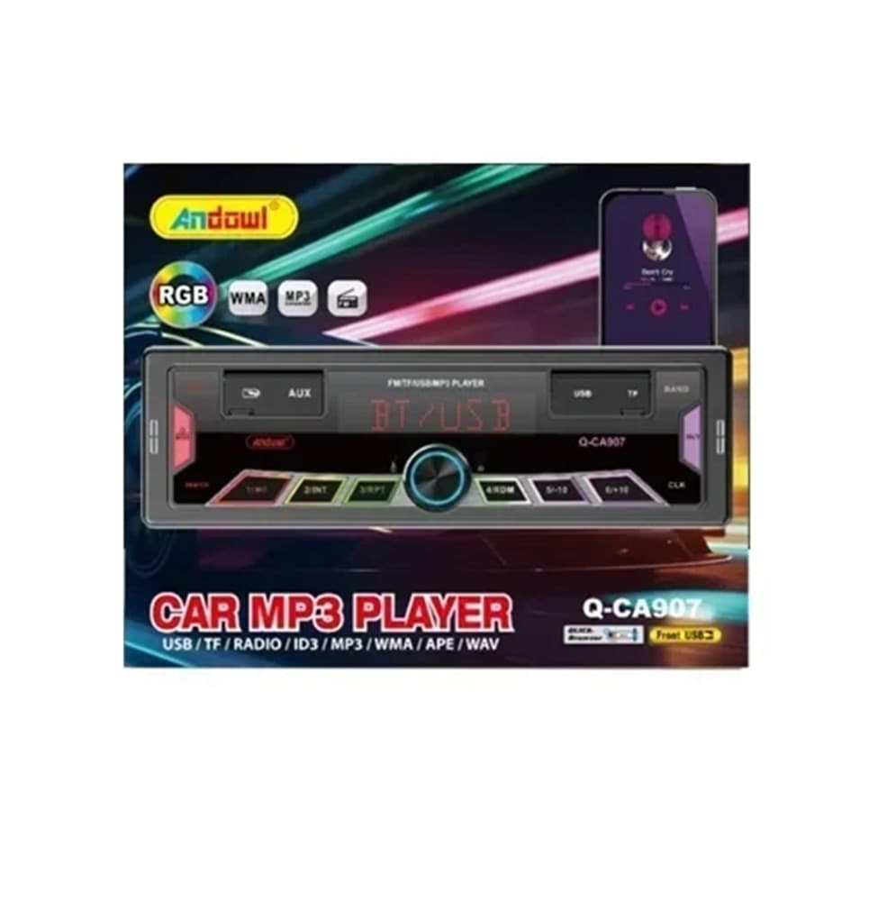 SISTEMA AUDIO PER AUTO CON LETTORE MP3 USB TF RADIO FM BLUETOOTH ILLUMINAZIONE RGB Q-CA907 - 4