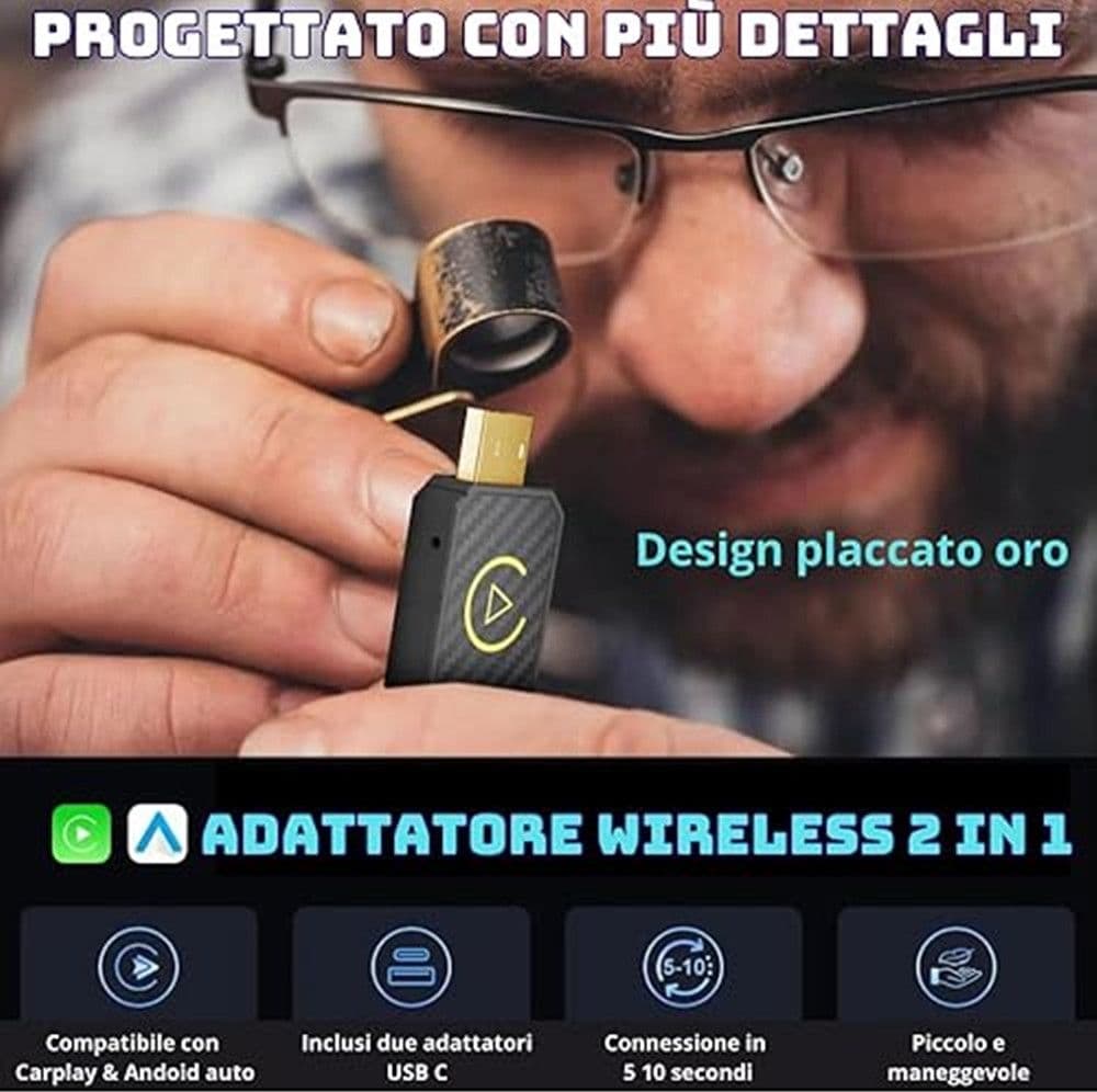 ADATTATORE WIRELESS CARPLAY ANDROID AUTO PER SISTEMI MULTIMEDIALI USB C/A PLUG & PLAY - 4