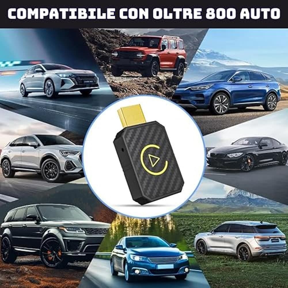ADATTATORE WIRELESS CARPLAY ANDROID AUTO PER SISTEMI MULTIMEDIALI USB C/A PLUG & PLAY - 6