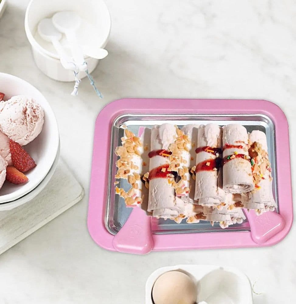 VASSOIO PIASTRA GELATIERA IN ACCIAIO PER PREPARARE GELATO SORBETTO YOGURT CON SPATOLE - 12