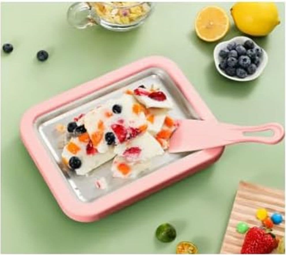 VASSOIO PIASTRA GELATIERA IN ACCIAIO PER PREPARARE GELATO SORBETTO YOGURT CON SPATOLE - 13
