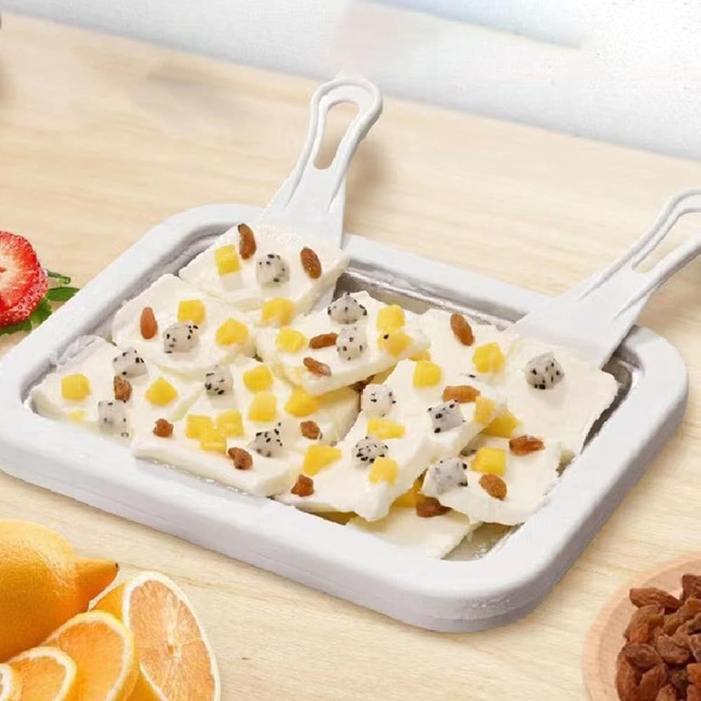 VASSOIO PIASTRA GELATIERA IN ACCIAIO PER PREPARARE GELATO SORBETTO YOGURT CON SPATOLE - 14
