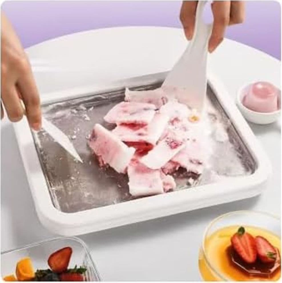 VASSOIO PIASTRA GELATIERA IN ACCIAIO PER PREPARARE GELATO SORBETTO YOGURT CON SPATOLE - 5