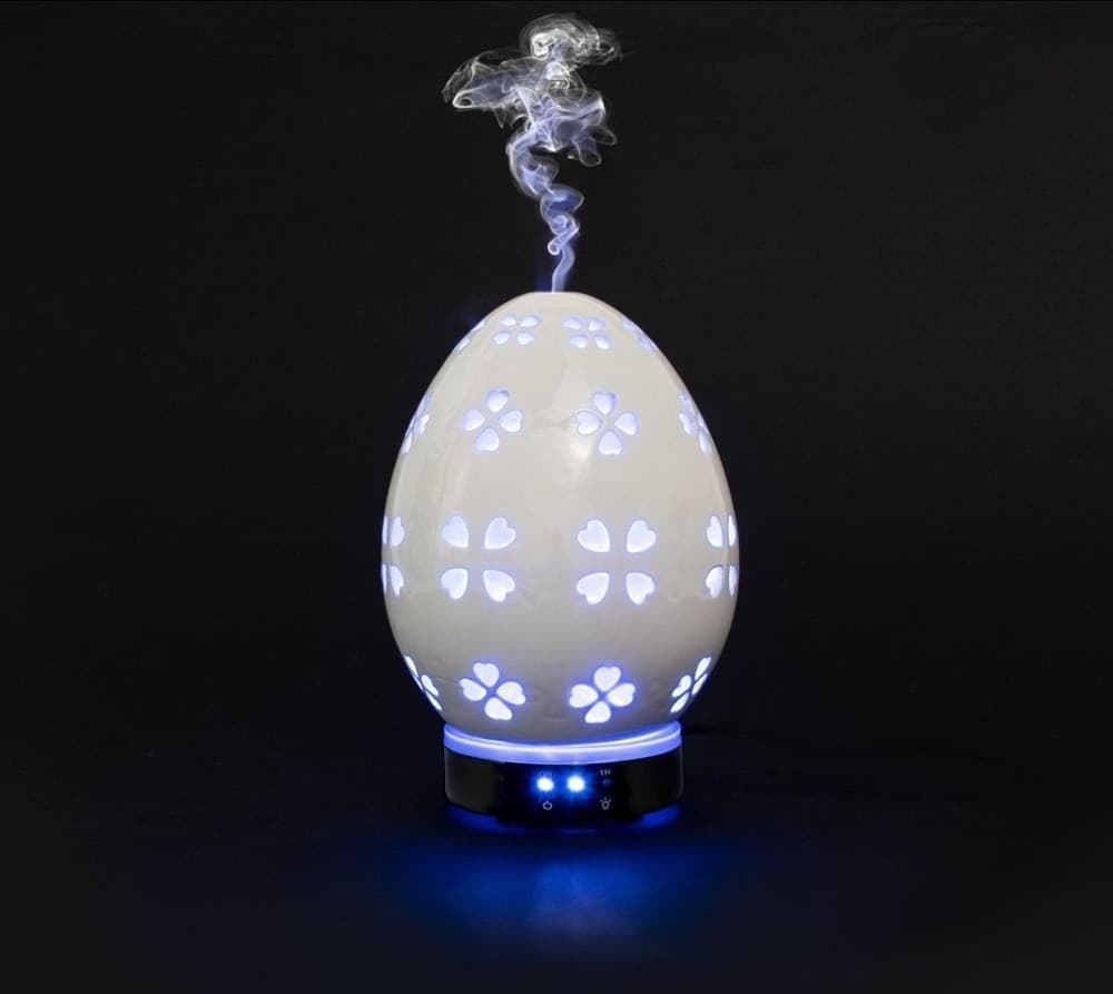 DIFFUSORE DI ESSENZA IN CERAMICA 150ML 12W 3LED 7 COLORI LED 6 PER CROMOTERAPIA H20XØ14CM - 4
