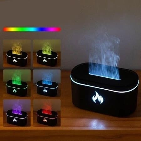 MINI DIFFUSORE OLI ESSENZIALI PER AROMATERAPIA UMIDIFICATORE CON LUCI LED EFFETTO FIAMMA