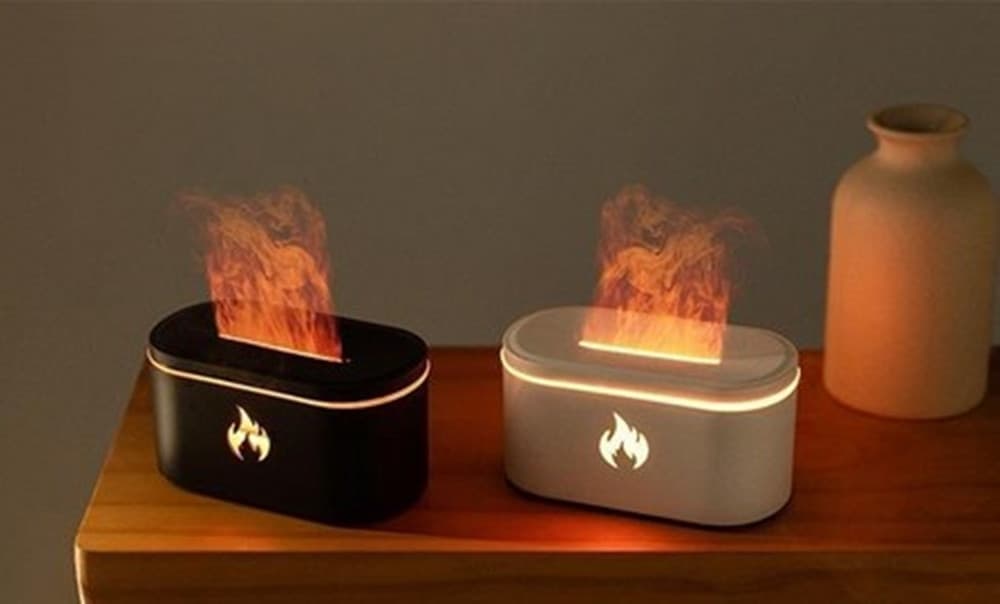 MINI DIFFUSORE OLI ESSENZIALI PER AROMATERAPIA UMIDIFICATORE CON LUCI LED EFFETTO FIAMMA - 12