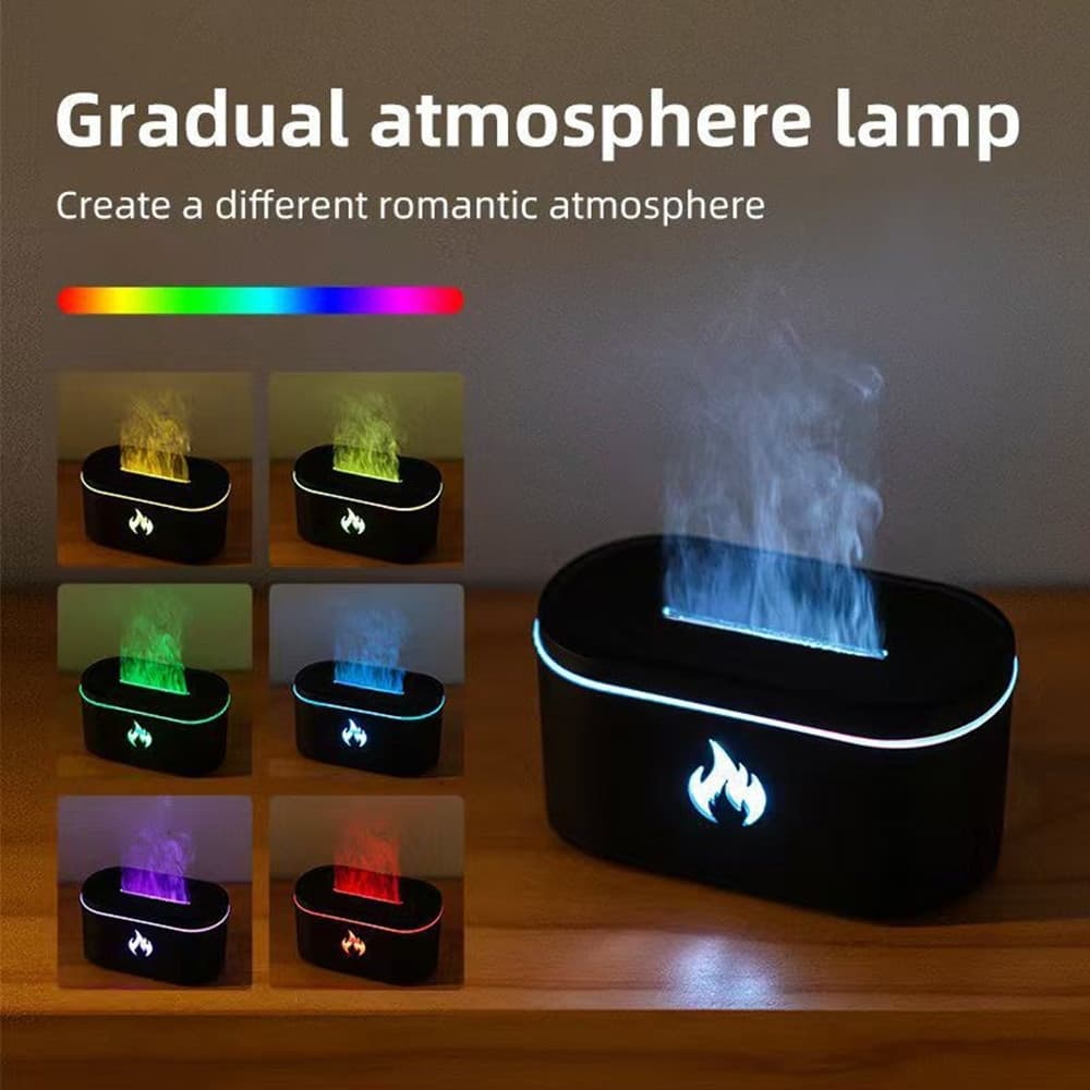 MINI DIFFUSORE OLI ESSENZIALI PER AROMATERAPIA UMIDIFICATORE CON LUCI LED EFFETTO FIAMMA - 13