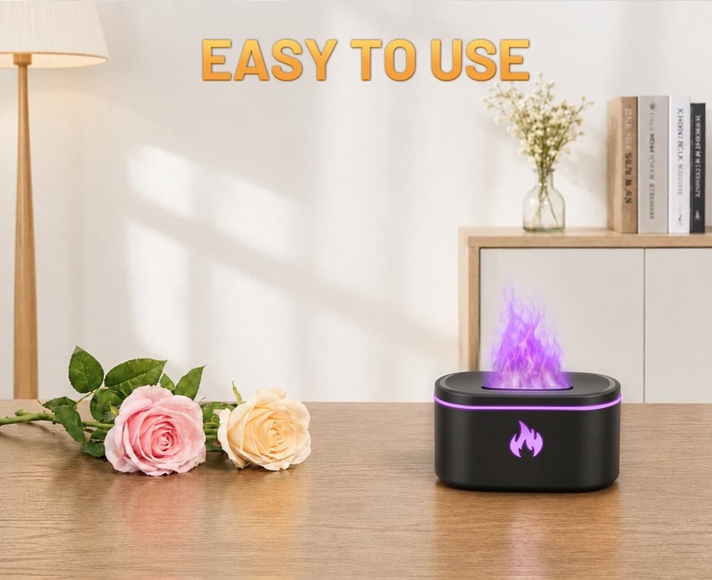 MINI DIFFUSORE OLI ESSENZIALI PER AROMATERAPIA UMIDIFICATORE CON LUCI LED EFFETTO FIAMMA - 14