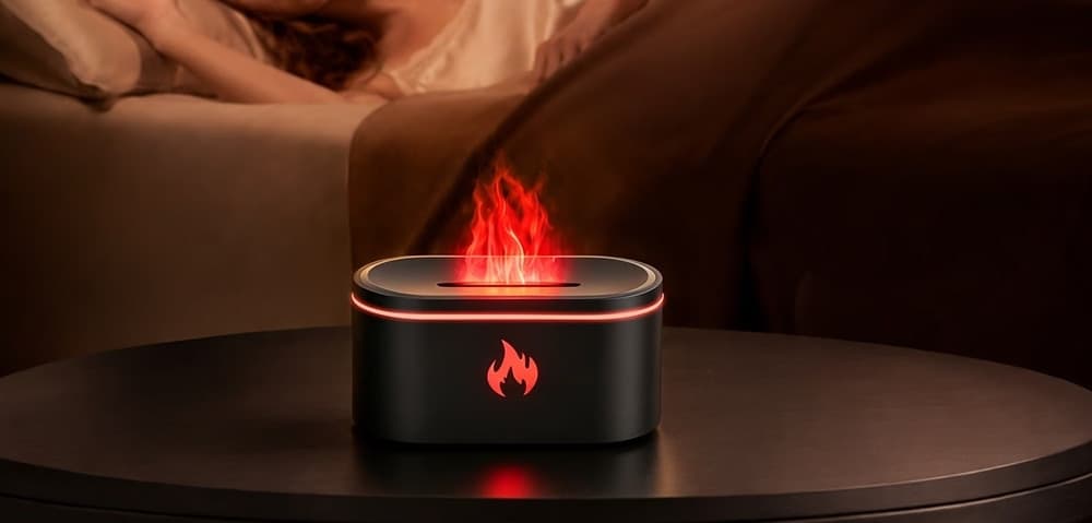 MINI DIFFUSORE OLI ESSENZIALI PER AROMATERAPIA UMIDIFICATORE CON LUCI LED EFFETTO FIAMMA - 15