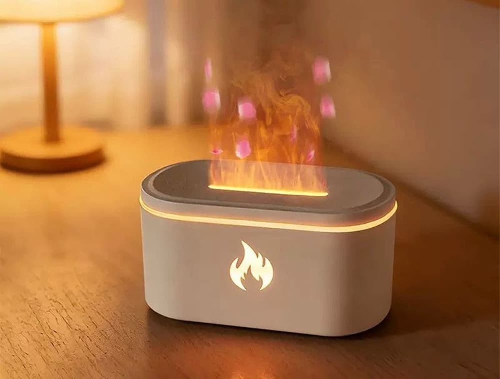 MINI DIFFUSORE OLI ESSENZIALI PER AROMATERAPIA UMIDIFICATORE CON LUCI LED EFFETTO FIAMMA - 3