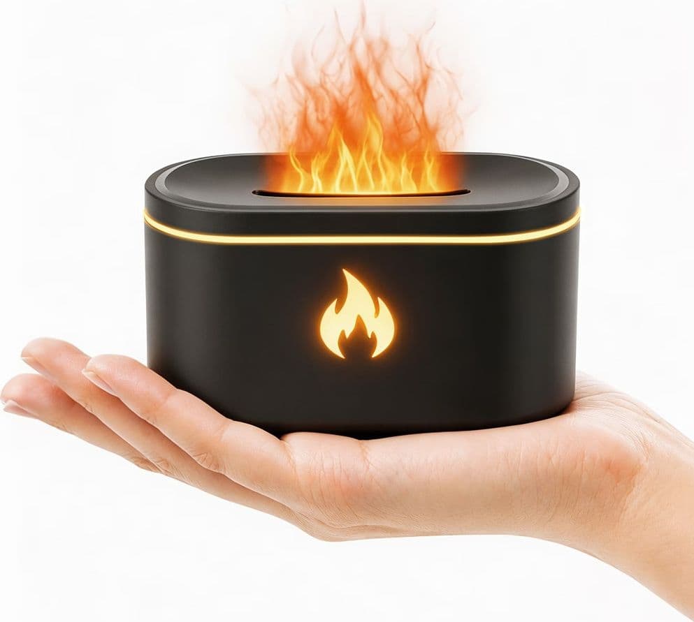 MINI DIFFUSORE OLI ESSENZIALI PER AROMATERAPIA UMIDIFICATORE CON LUCI LED EFFETTO FIAMMA - 5