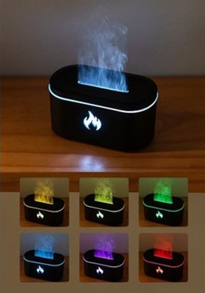 MINI DIFFUSORE OLI ESSENZIALI PER AROMATERAPIA UMIDIFICATORE CON LUCI LED EFFETTO FIAMMA - 9