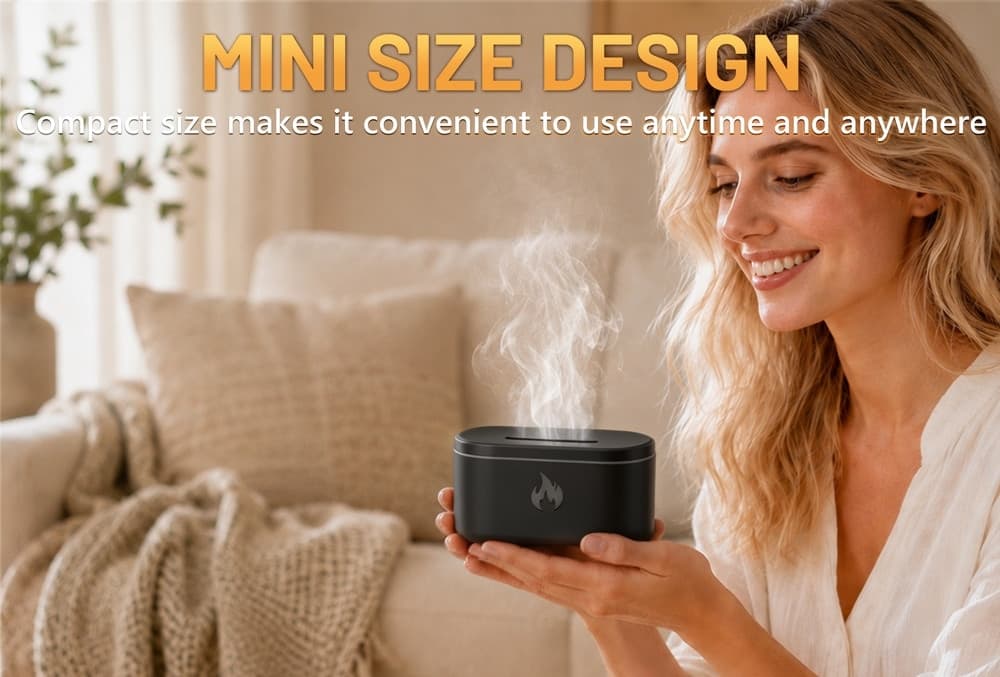 MINI DIFFUSORE OLI ESSENZIALI PER AROMATERAPIA UMIDIFICATORE CON LUCI LED EFFETTO FIAMMA - 10