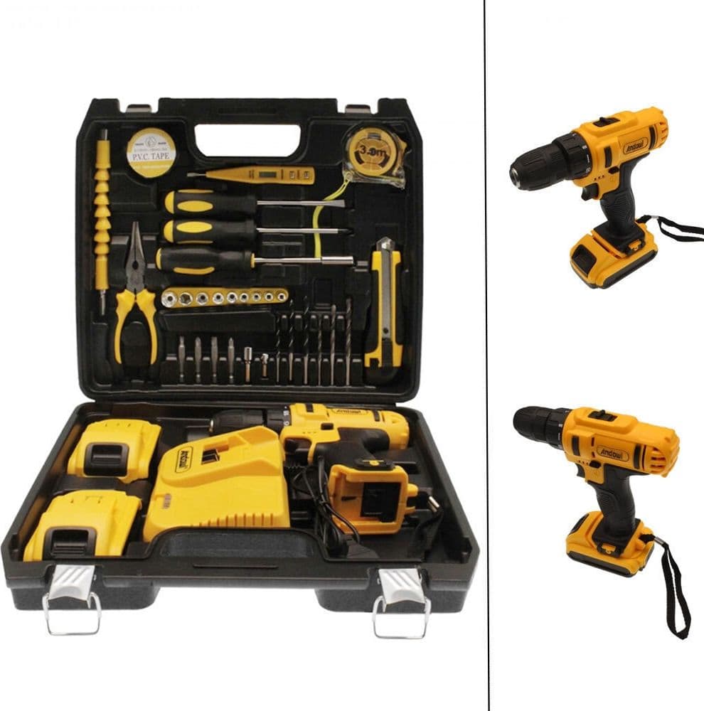SET DI ATTREZZI TRAPANO A PERCUSSIONE AVVITATORE ELETTRICO A BATTERIA 24V 2X5AH Q-GJ011 - 7