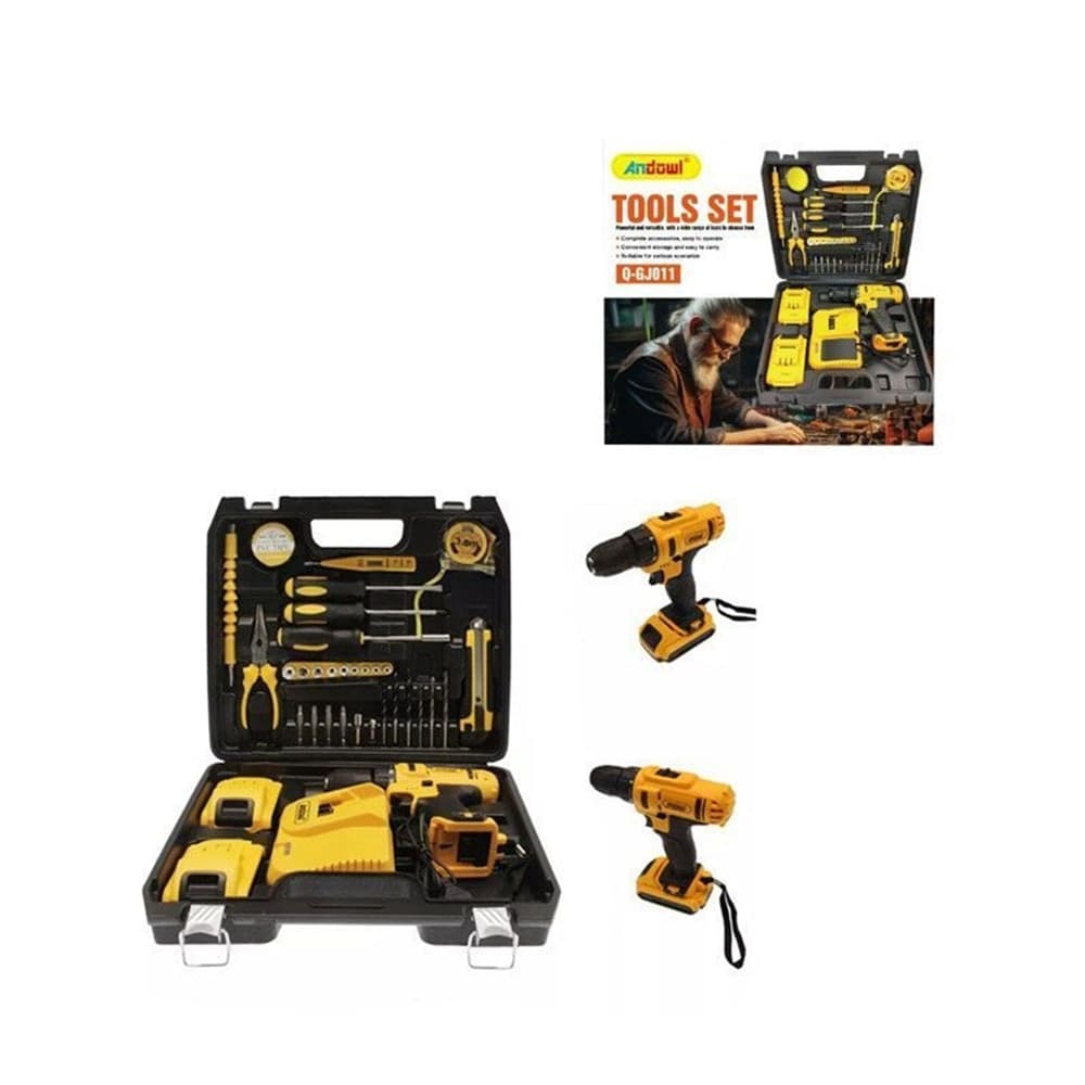 SET DI ATTREZZI TRAPANO A PERCUSSIONE AVVITATORE ELETTRICO A BATTERIA 24V 2X5AH Q-GJ011 - 9
