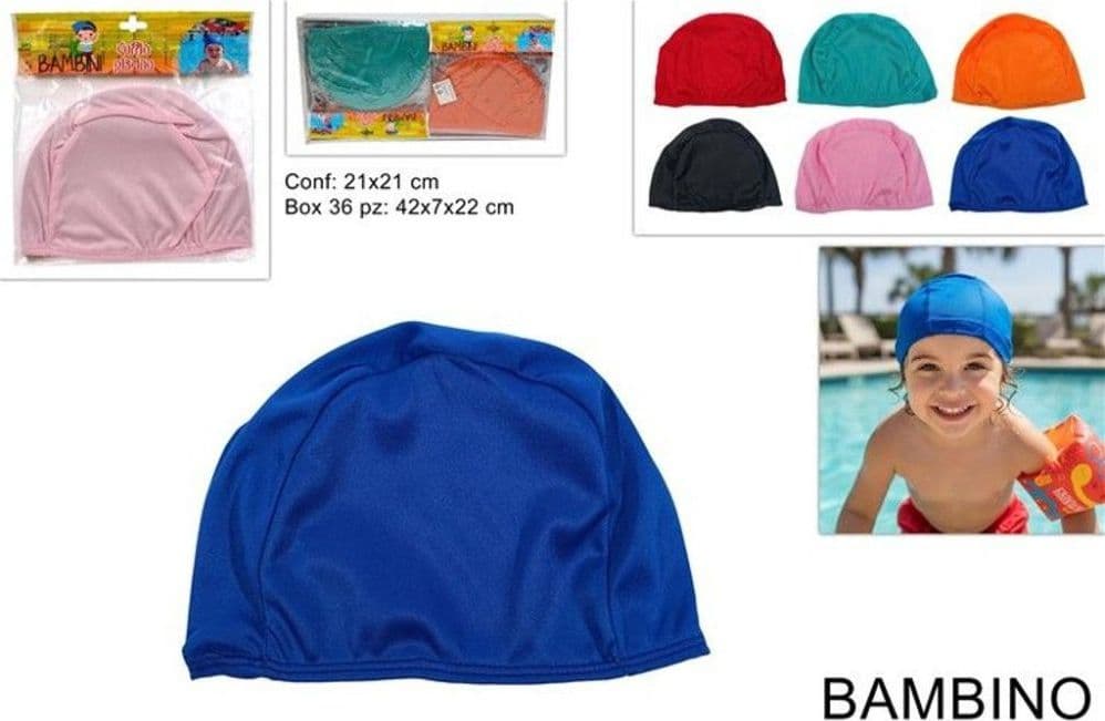 Cuffia Piscina Bambino Elastico Tessuto Nuoto Mare Colori Assortiti - 2