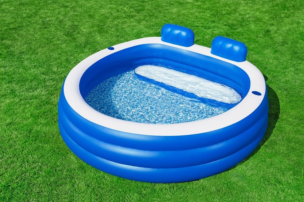 PISCINA GONFIABILE FAMILIARE 231X219X79CM CON PANCA POGGIATESTA PORTABICCHIERI 54422 - 11