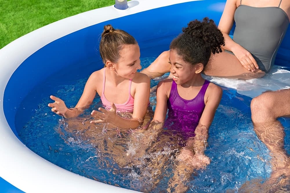PISCINA GONFIABILE FAMILIARE 231X219X79CM CON PANCA POGGIATESTA PORTABICCHIERI 54422 - 5