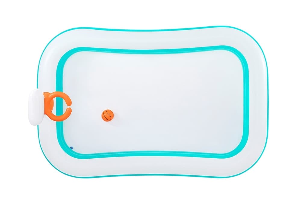 PISCINA GONFIABILE FAMILIARE CON CANESTRO DA BASKET PALLONE 251X168X102 CM GIARDINO 54445 - 9