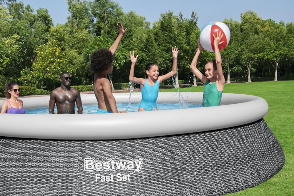 PISCINA FUORI TERRA FAST SET CON POMPA FILTRO Ø396X84CM EFFETTO RATTAN ROTONDA 57376 - 4