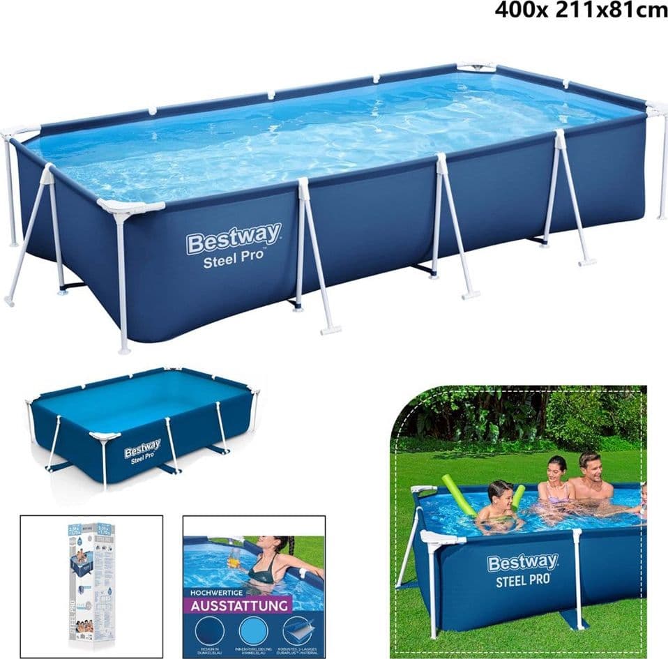 PISCINA FUORI TERRA RETTANGOLARE STEEL PRO CON TELAIO SENZA POMPA 400X211X81 CM 56405 - 2