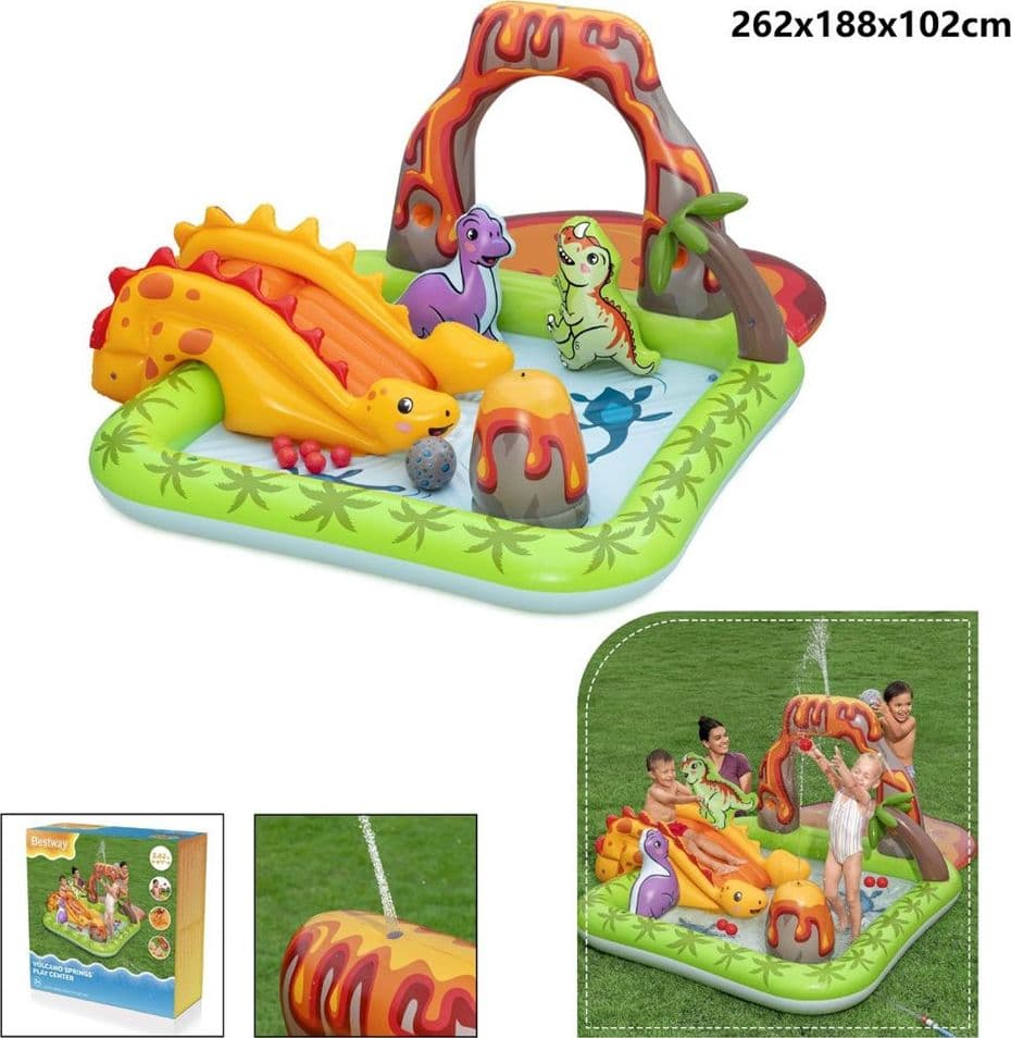 CENTRO PARCO GIOCHI ACQUATICO A FORMA DI VULCANO GONFIABILE PISCINA 262X188X102CM 53172 - 12