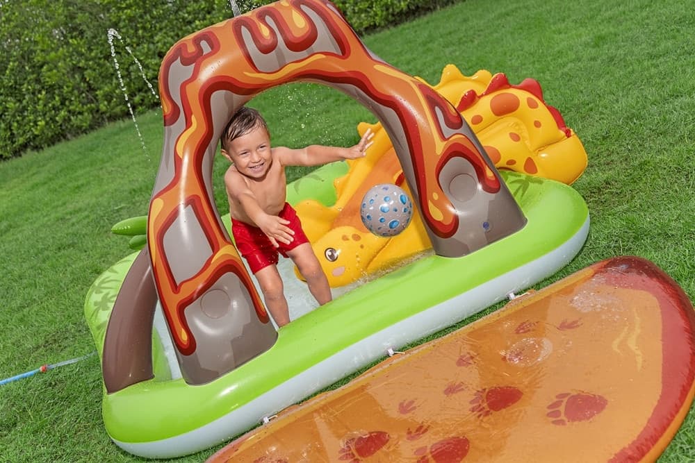 CENTRO PARCO GIOCHI ACQUATICO A FORMA DI VULCANO GONFIABILE PISCINA 262X188X102CM 53172 - 5
