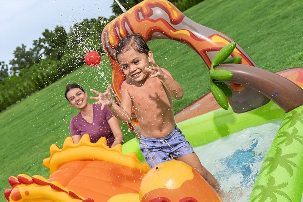 CENTRO PARCO GIOCHI ACQUATICO A FORMA DI VULCANO GONFIABILE PISCINA 262X188X102CM 53172 - 6