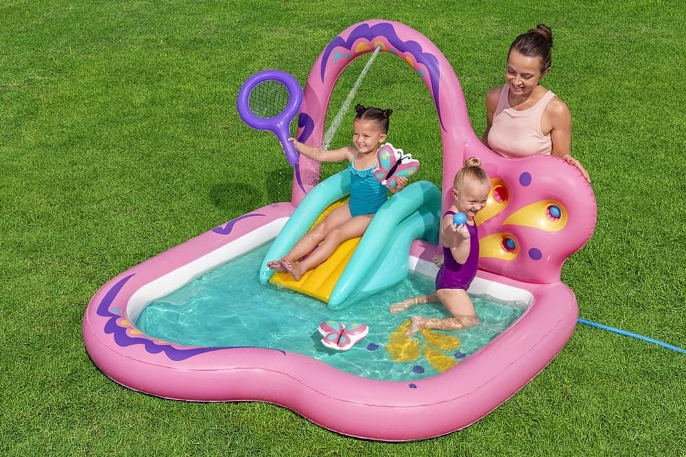 CENTRO GIOCHI GONFIABILE ACQUATICO PER BAMBINE FORMA FARFALLA 180X180X117CM PISCINA 53175 - 3