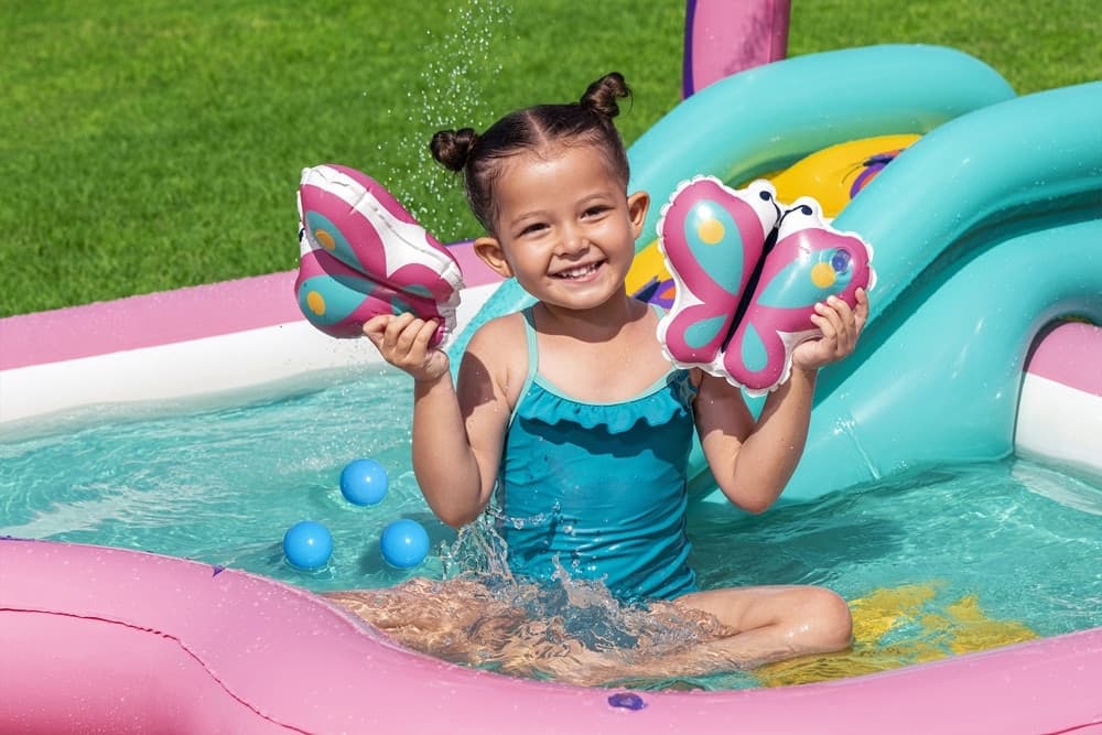 CENTRO GIOCHI GONFIABILE ACQUATICO PER BAMBINE FORMA FARFALLA 180X180X117CM PISCINA 53175 - 4
