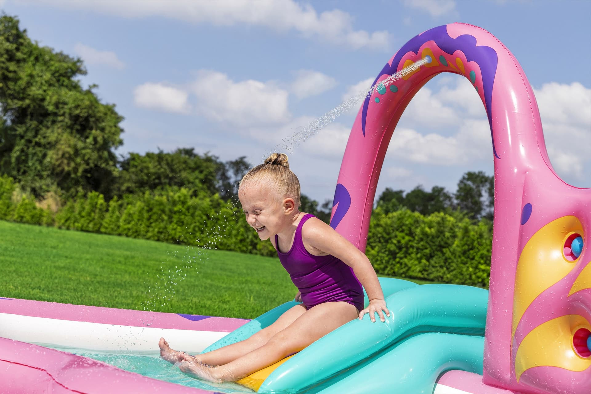 CENTRO GIOCHI GONFIABILE ACQUATICO PER BAMBINE FORMA FARFALLA 180X180X117CM PISCINA 53175 - 6