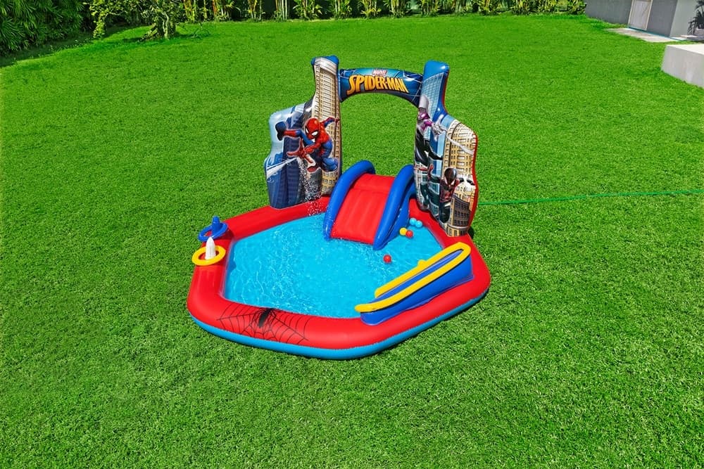 CENTRO GIOCHI ACQUATICO SPIDER-MAN GONFIABILE PISCINA 211X206X127CM ANELLI PALLINE 98793 - 11