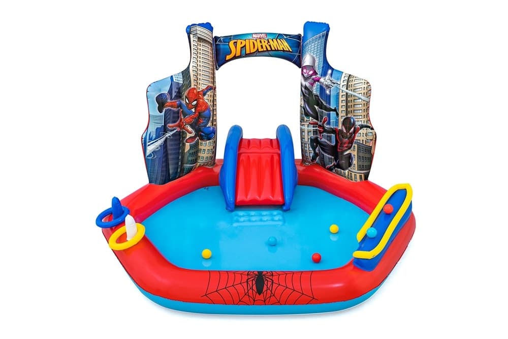 CENTRO GIOCHI ACQUATICO SPIDER-MAN GONFIABILE PISCINA 211X206X127CM ANELLI PALLINE 98793 - 12