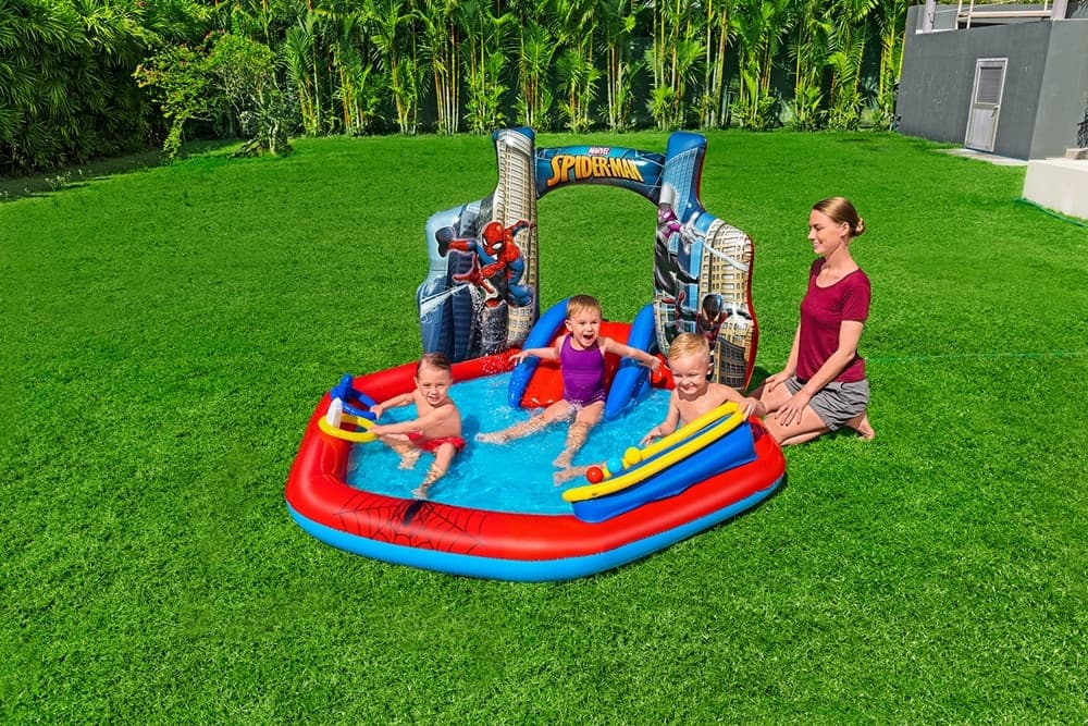 CENTRO GIOCHI ACQUATICO SPIDER-MAN GONFIABILE PISCINA 211X206X127CM ANELLI PALLINE 98793 - 3