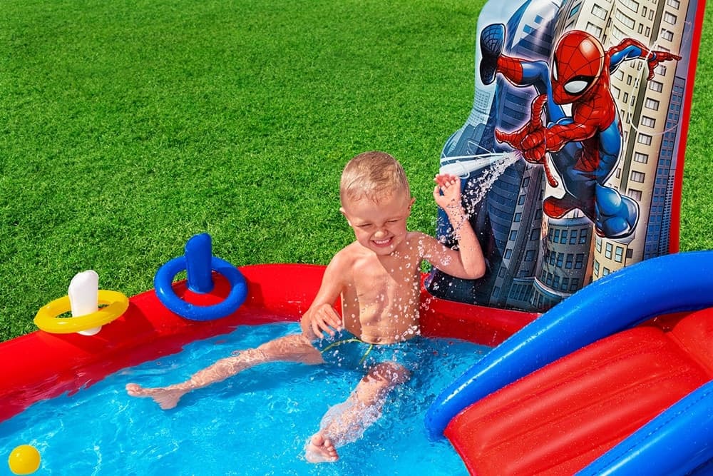 CENTRO GIOCHI ACQUATICO SPIDER-MAN GONFIABILE PISCINA 211X206X127CM ANELLI PALLINE 98793 - 5