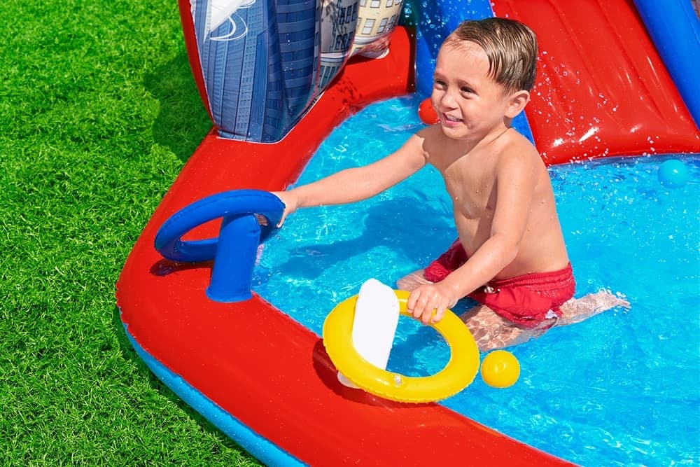 CENTRO GIOCHI ACQUATICO SPIDER-MAN GONFIABILE PISCINA 211X206X127CM ANELLI PALLINE 98793 - 7