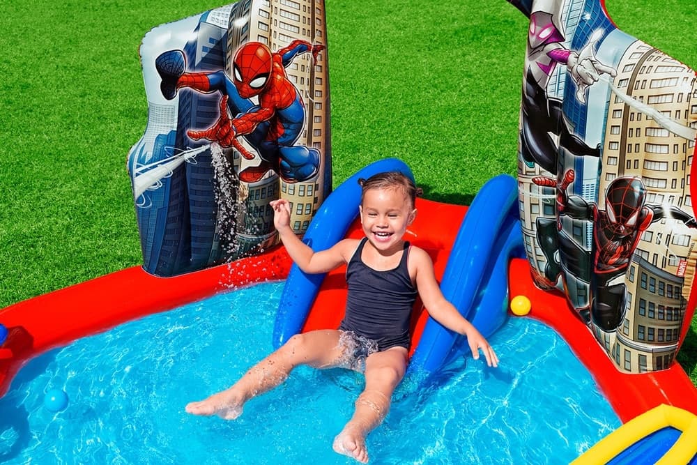 CENTRO GIOCHI ACQUATICO SPIDER-MAN GONFIABILE PISCINA 211X206X127CM ANELLI PALLINE 98793 - 8