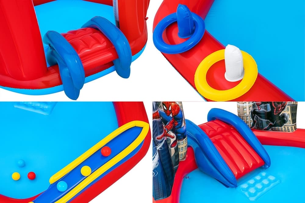 CENTRO GIOCHI ACQUATICO SPIDER-MAN GONFIABILE PISCINA 211X206X127CM ANELLI PALLINE 98793 - 9