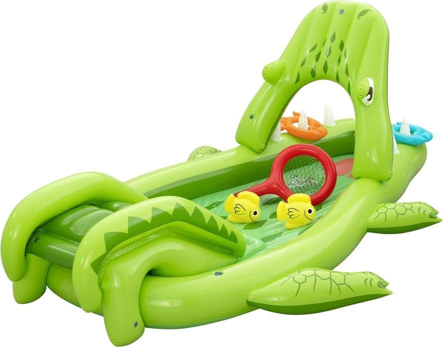CENTRO GIOCHI ACQUATICO GONFIABILE PISCINA A FORMA DI COCCODRILLO 234X163X87CM 53169 - 12