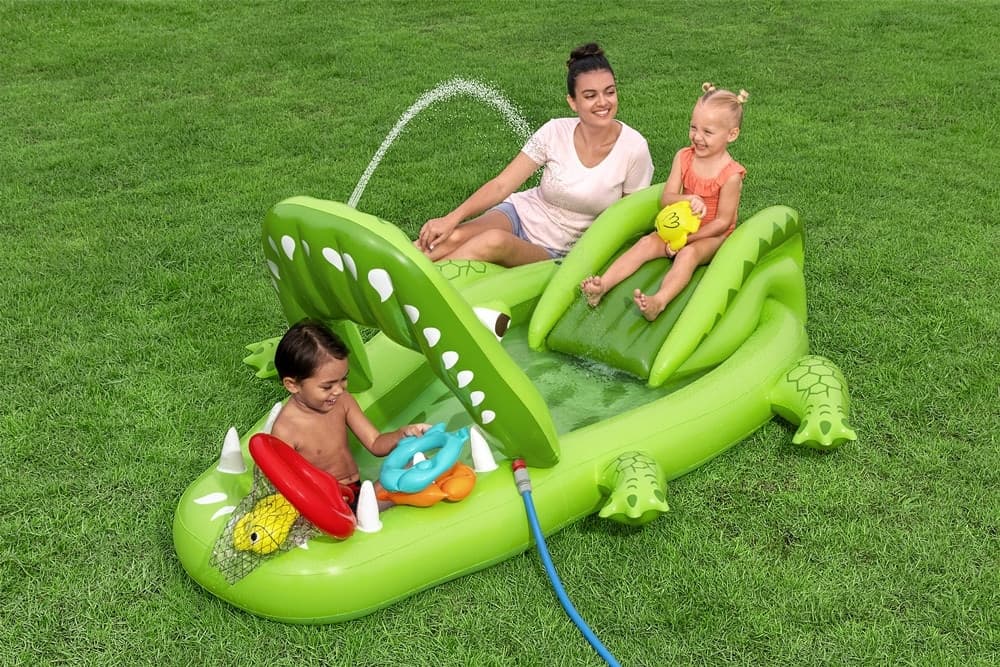 CENTRO GIOCHI ACQUATICO GONFIABILE PISCINA A FORMA DI COCCODRILLO 234X163X87CM 53169 - 3