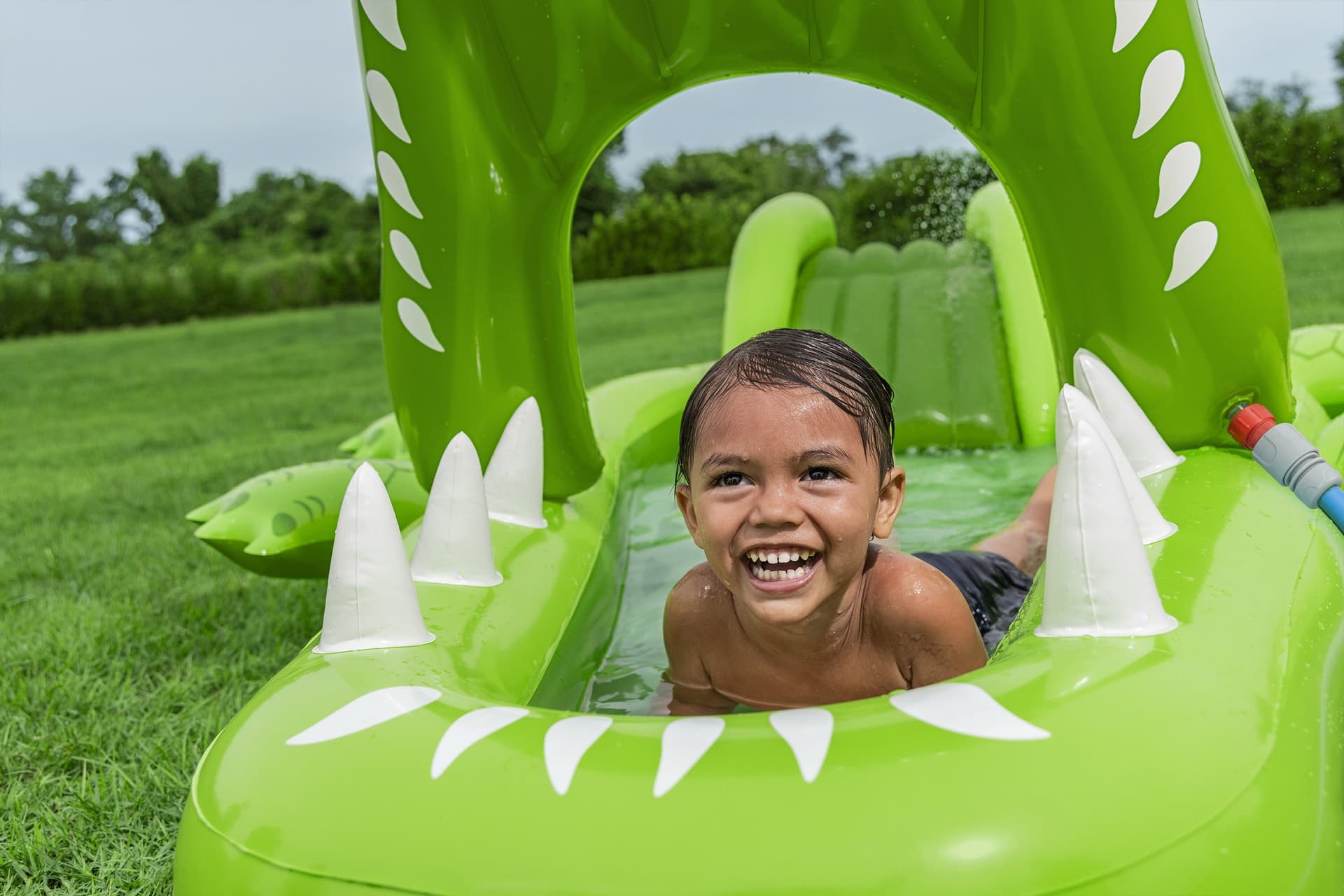 CENTRO GIOCHI ACQUATICO GONFIABILE PISCINA A FORMA DI COCCODRILLO 234X163X87CM 53169 - 5