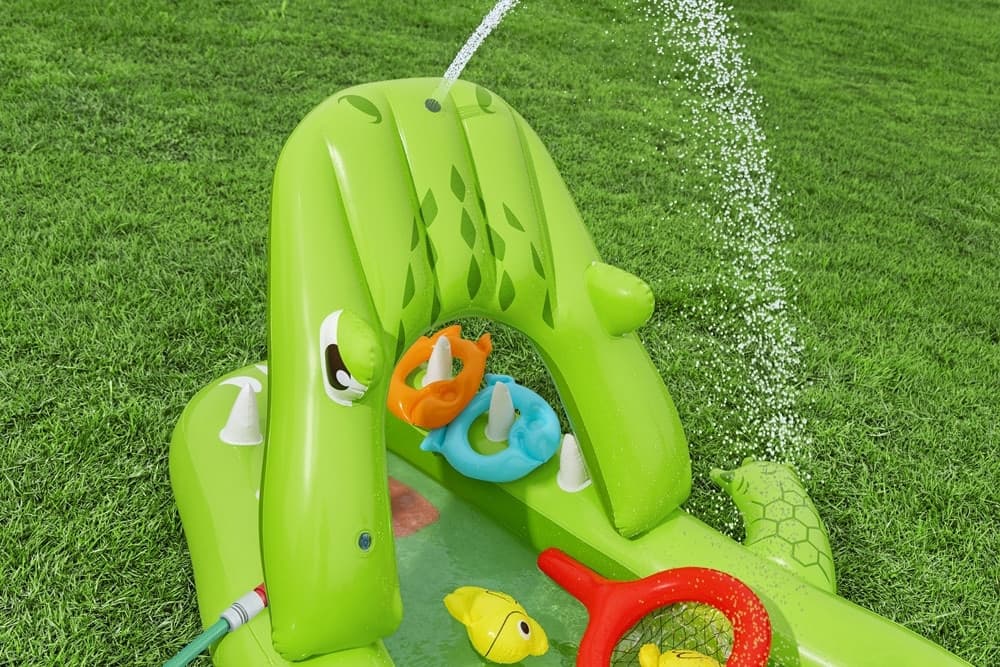 CENTRO GIOCHI ACQUATICO GONFIABILE PISCINA A FORMA DI COCCODRILLO 234X163X87CM 53169 - 6
