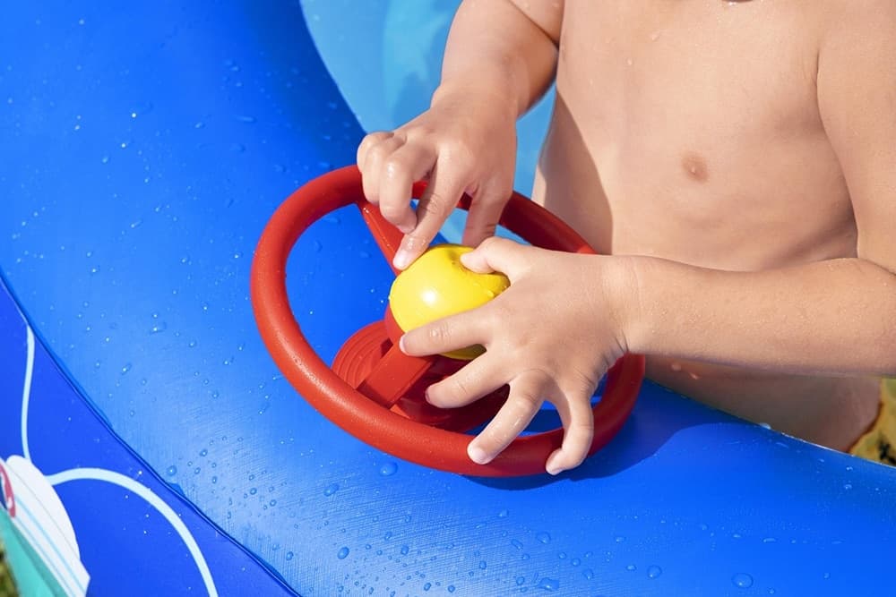 PISCINA FAMILIARE BAMBINI CON TENDALINO PARASOLE VOLANTE 213X155X132CM MOTIVI MARINI 54370 - 9