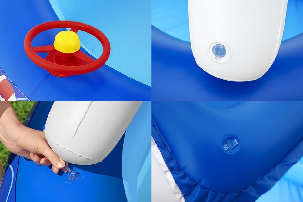 PISCINA FAMILIARE BAMBINI CON TENDALINO PARASOLE VOLANTE 213X155X132CM MOTIVI MARINI 54370 - 10